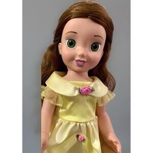 Vintage 2002 Disney Princess Belle 15” Doll Yellow Dress, Roses Articulated RARE